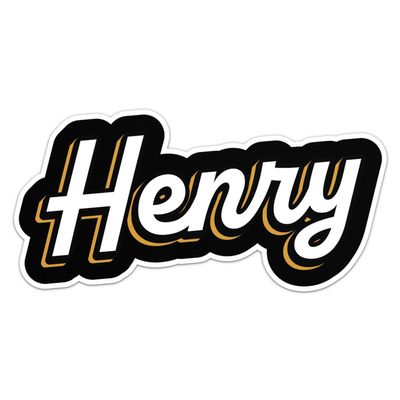 Henry Name Sticker - Waterproof Durable Vinyl Decal for Car Bumper, Laptop, Luggage, Water Bottle, Wall, Door and Window, Size - 6'' Longer Side