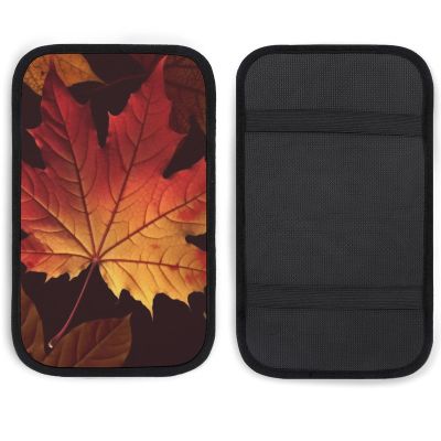 JTREHY Car Center Console Pads, Fall Autumn Leaves Printed Waterproof Car Armrest Seat Box Cover Universal Car Interior Protection Accessories for SUV, Truck, Car