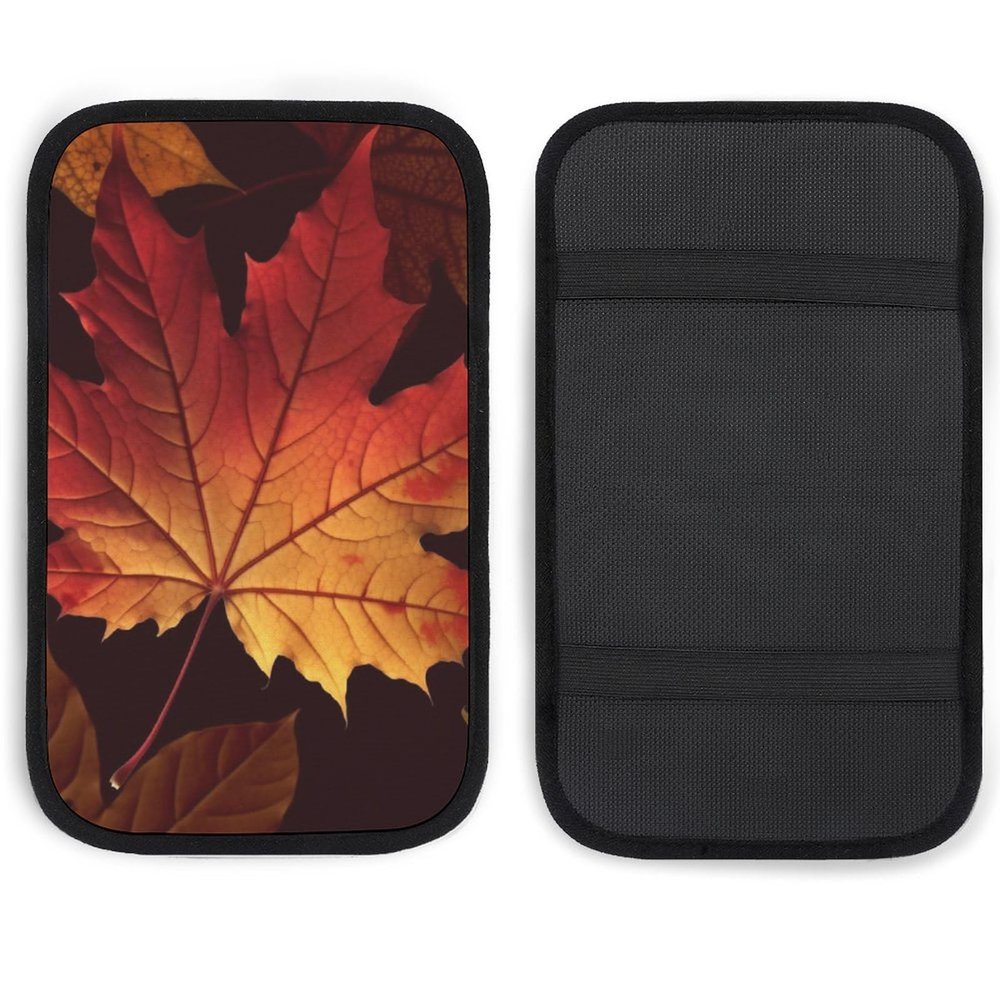 JTREHY Car Center Console Pads, Fall Autumn Leaves Printed Waterproof Car Armrest Seat Box Cover Universal Car Interior Protection Accessories for SUV, Truck, Car