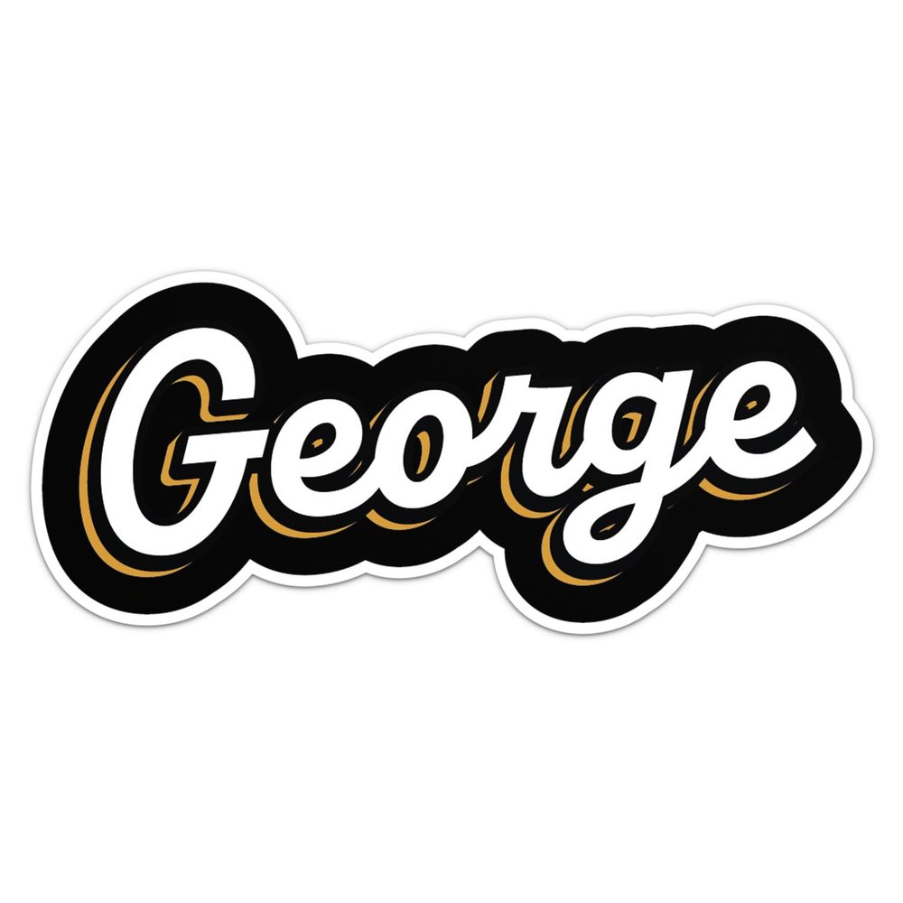 George Name Sticker - Waterproof Durable Vinyl Decal for Car Bumper, Laptop, Luggage, Water Bottle, Wall, Door and Window, Size - 3'' Longer Side