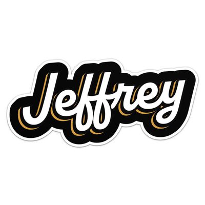 Jeffrey Name Sticker - Waterproof Durable Vinyl Decal for Car Bumper, Laptop, Luggage, Water Bottle, Wall, Door and Window, Size - 5'' Longer Side