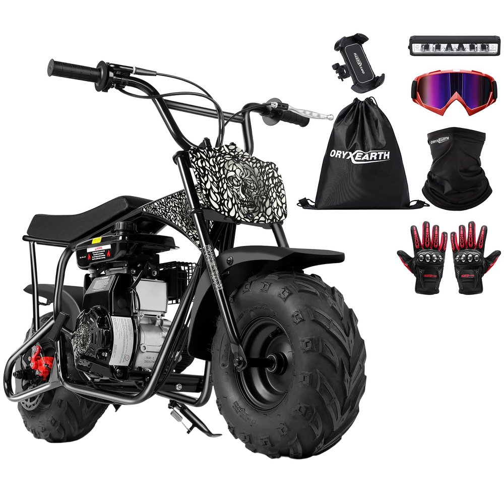 Oryxearth Mini Dirt Pit Bike BRM100, 105CC 4-Stroke Gas Powered 3.5HP for Off Road & Trail Bike, Up to 28 Mph, Automatic Transmission and Pull to Start, Weight Support Up to 185LBS for Teens/Adults