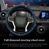 Kewucn Bling Steering Wheel Cover, Crystal Diamond Steering Wheel Protector for Women Girls, 14-15 Inch Sparkling Rhinestone Decor Accessories, Universal Fit for Most Cars, SUVs, Vans (Light Blue) view 4
