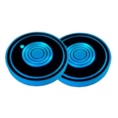 Karlass Car LED Cup Holder Coaster - Rechargeable Light Up Car Accessories for Cup Holders - 7 Color Changing Luminous Coaster for Car Interior 3 Circles of Halo