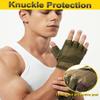 SUJAYU Fingerless Outdoor Gloves for Men Women, Knuckle Protection for Cycling Hiking Bicycle Riding, Motorcycle Gloves for Men Women (Green, Large) view 3