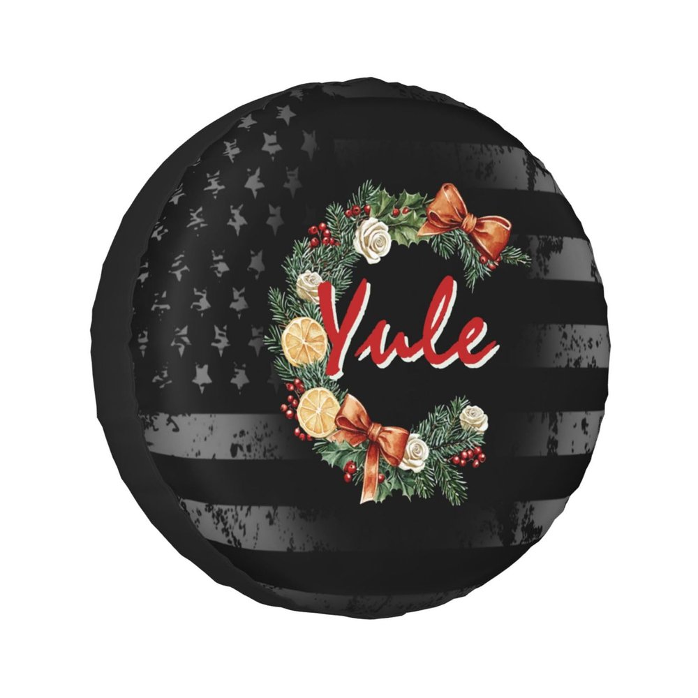 Christmas Yule Wreath Pagan Christmas Xmas Tire Cover 14" 15" 16" 17" Personalized Waterproof Spare Wheel Cover Fit for Car Jeep RV SUV Truck