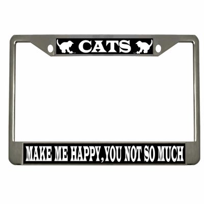Cats Make Me Happy You Not So Much Style Heavy Duty Metal License Plate Frame Personalise/Car Accessories Car Tag Holder Cover