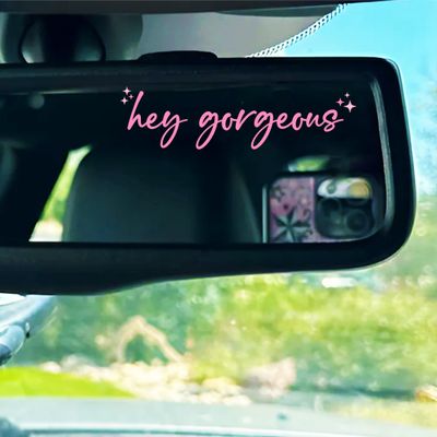 Set 3Pcs Hey Gorgeous Rearview Mirror Decal Beautiful, Girly, Inspirations Stickers Selflove Sign Sticker Water Bottle Laptop Decal Vinyl Waterproof 4x1 Inches Car Decals for Women Mom Girl