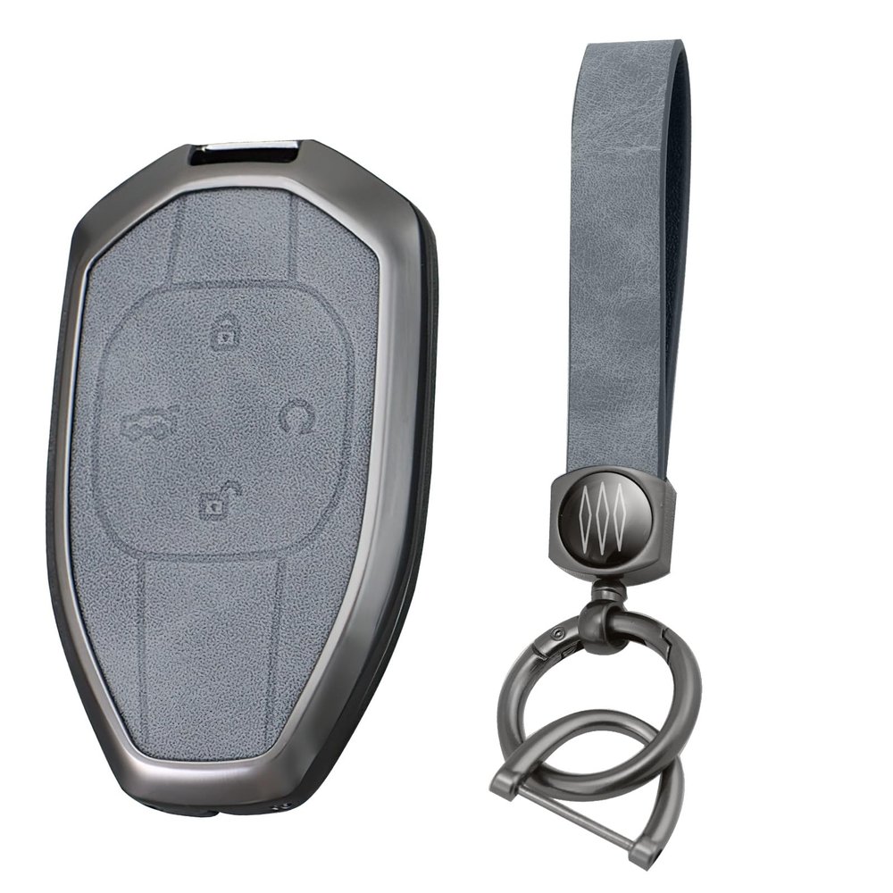 KUNIO Zinc Alloy Car Key Fob Cover Fit for Trumpchi GAC 2021 Empow J11 J12 GS8 GM6 Key Protective Cover Keychain Key Holder Key Cover F Type 4 Button-A Keychain