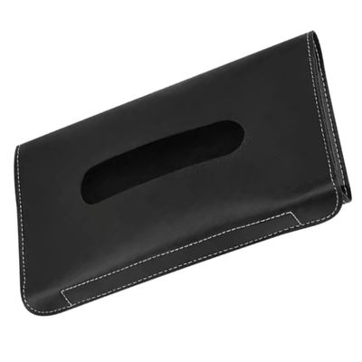 KONTONTY Car Tissue Holder for Sun Visor Pu Leather Visor Napkin Box Easy Access Tissue Storage for Masks and Towels Space-Saving Design for Vehicles Black Color
