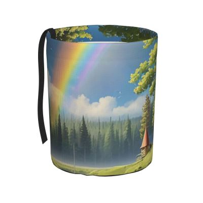 AQRMNBV Universal Car Trash Can with Rainbow Print,Personalized Bag Hanging Storage Pockets for Car - Waterproof and Leak-Proof