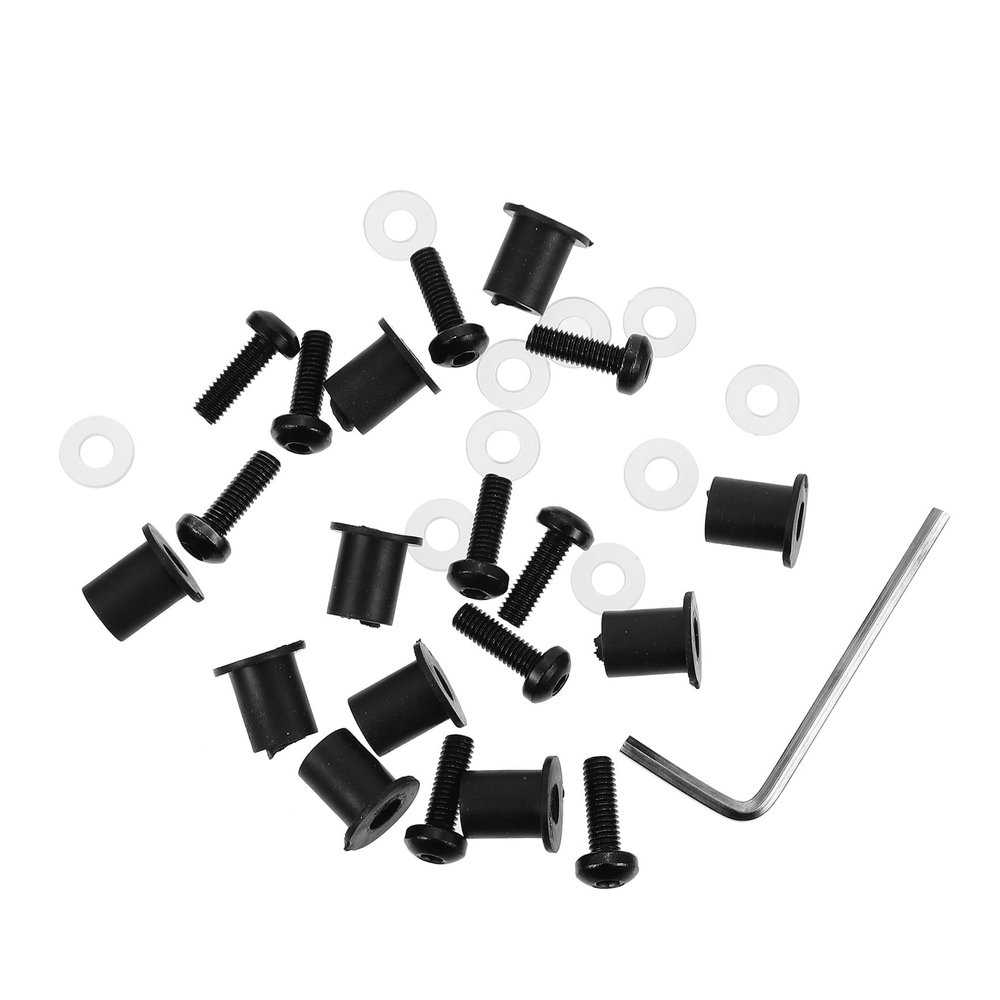 HAPINARY 20-Piece Set of Black Windscreen Screws for Motorcycle and Boat Windshield Installation 5MM Size Sturdy Fasteners for Secure Fit