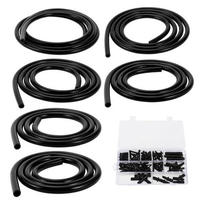 TUCKBOLD Silicone Vacuum Tubing Hose 130PSI Max Pressure Automotive Vacuum Line Black with Vacuum Connector 1 Set 3.3Ft 3/4/5/6/8/10mm ID 2.5mm Thickness