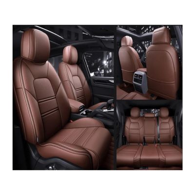Car Seat Covers Compatible For Mitsubishi Asx Eclipse Outlander Pajero Sport Lancer X Custom Nappa Leather Interior Auto Accessories(5Pcs-Coffee)