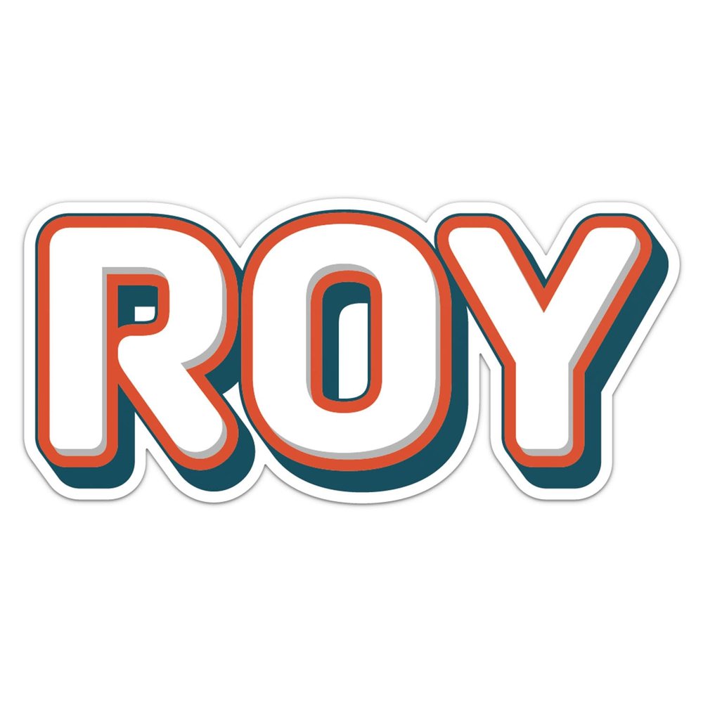 Retro Style Roy Name Sticker - Waterproof Vinyl Decal for Car Bumper, Laptop, Water Bottle, Luggage, Wall, and Window, Size - 5'' Longer Side
