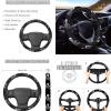 STUOARTE Skull Print Car Interior Sets for Women, Car Front and Back Seat Cover Steering Wheel Cover Seatbelt Cover Car Headrests Cover Car Coaster Lipstick Holder Keychain, Easy to Install, Set of 15 view 3