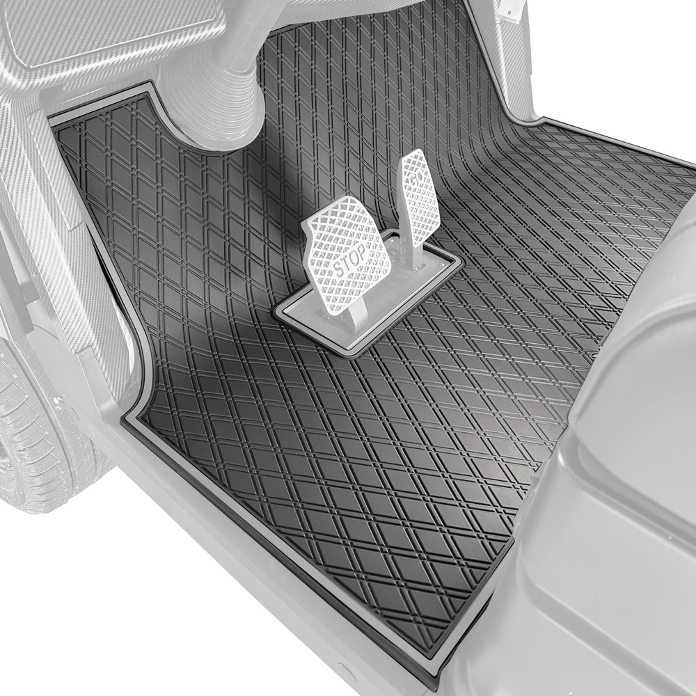 Xtreme Golf Cart Mats Rubber Floor Mat Compatible with Epic E20 & E40 Golf Cart Models | Durable Heavy-Duty Full Coverage Liner Protection | Double Diamond Pattern - Grey Trim