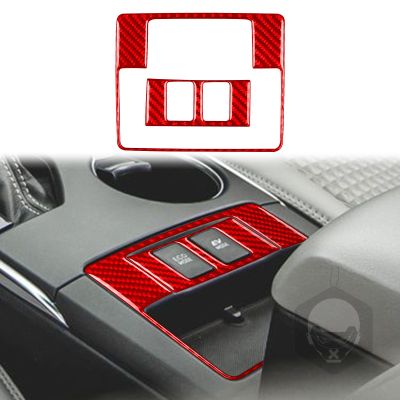Real Premium Carbon Fiber Car Center Console Storage Box Frame Panel Cover Trim Decal Compatible with Toyota Camry 2015 2016 2017 Interior Accessories Auto Decorative Sticker Red Style B