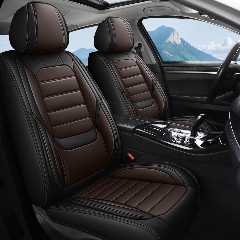 Uoheiikl Seat Covers for Honda HRV HR-V 2016-2023 2024 2025 2026, Full Set 5 Seats Luxury Leather Car Seat Cover Protectors Waterproof,Anti-Slip Automotive Seat Covers Car Chair Cushions(Black+Brown)