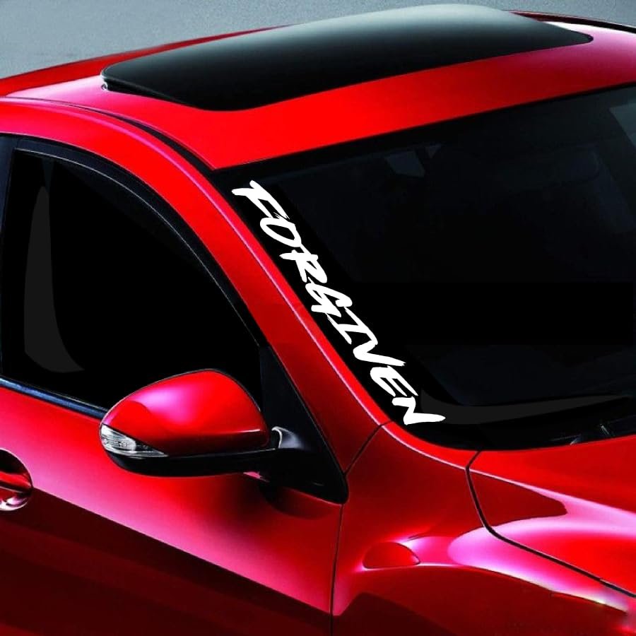 Noizy Graphics 20" Forgiven #2 Side Windshield Banner Christian Car Sticker Vinyl Decal Faith Blessed Unashamed Color: Matte Black