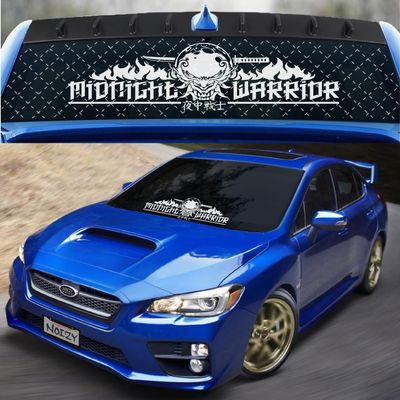 Noizy Graphics 24" JDM Rear Window Decal Windshield Sticker RW-37 Midnight Warrior Oni Dragon Night Runner Moon Club Vinyl Japanese Flag Kanji Bottom Back Side Color: Teal