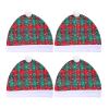 RWUDV 4 Piece Santa Claus Hat Car Seat Headrest Cover, Cute Car Decoration Interior Accessories Functional Cute Vehicle Christmas Decor for Most Car Headrests (Red Green Grid) view 1