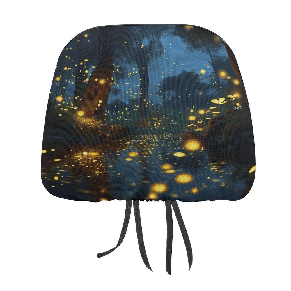 HMNBCD Car Seat Headrest Covers Fireflies Printed Seat Cover Accessories Elastic Car Seat Headrest Protector for SUV Cars Truck Auto - Set of 2