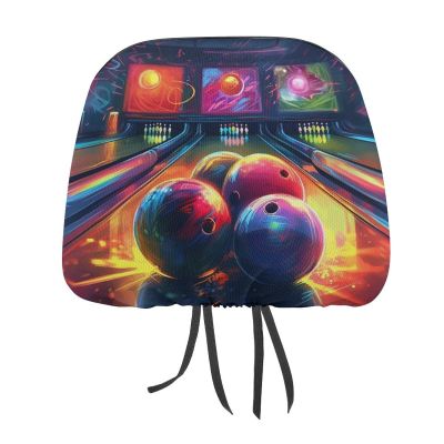 HMNBCD Car Seat Headrest Covers Bowling Balls Printed Seat Cover Accessories Elastic Car Seat Headrest Protector for SUV Cars Truck Auto - Set of 2