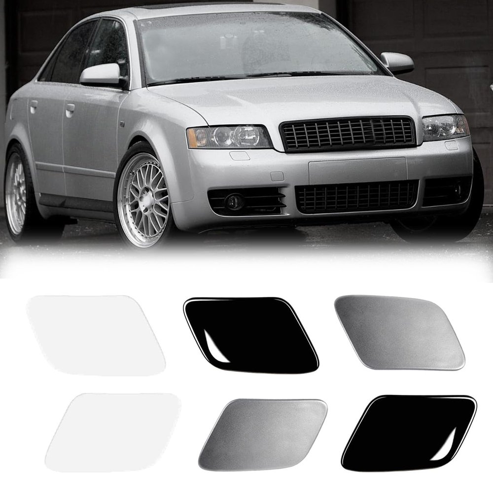 Front Bumper Headlight Washer Nozzle Cover Cap For Audi A4 B6 2002 2003 2004 2005 8E0955276 (Unpainted, Right)
