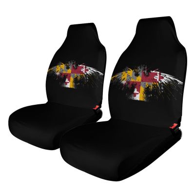 Maryland Marylander Flag Theme 2 Pcs Car Seat Cover,Breathable and Waterproof Car Front Seat Cover Set Universal Interior for Cars Sedans SUVs Vans Trucks