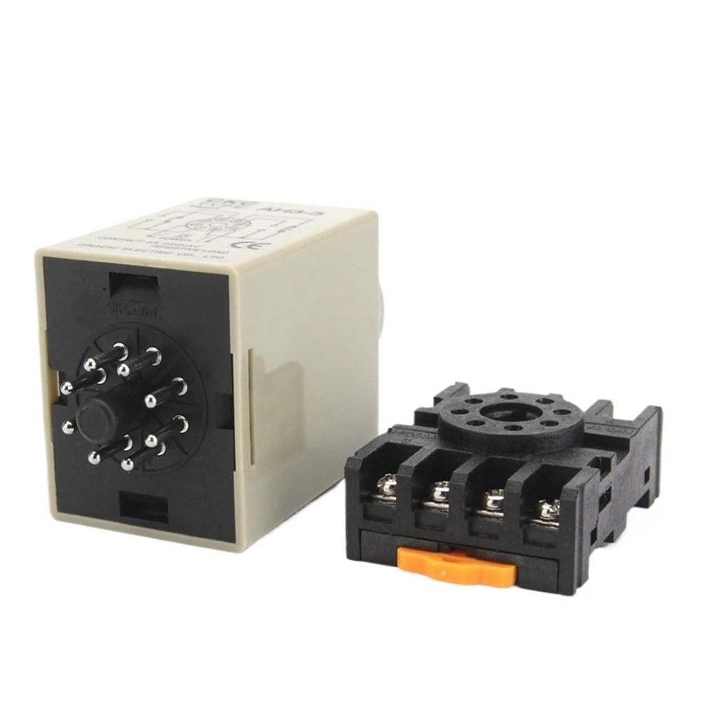 HH8BWL AH3-3 220V 50/60HZ 1S-60M Attached Bottom Seat Power On Delay Time Switch Delay Timer Relay with 8pin PF083A Socket(AH3-3 10M 220V)