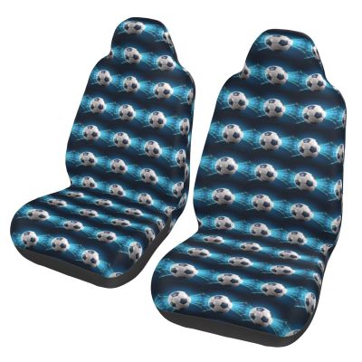JTRKN 2 Pack Front Car Seat Covers - Soccer Sports Ball Print Luxury Seat Cover for Cars Universal Auto Front Seats Protector Washable Breathable Seat Covers for Cars for Most Cars,Vans,Trucks,SUV