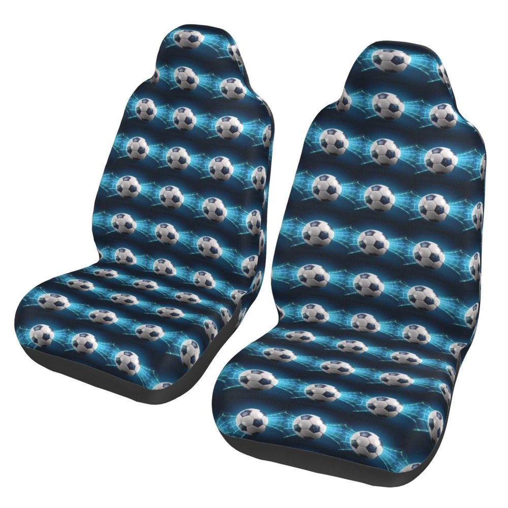 JTRKN 2 Pack Front Car Seat Covers - Soccer Sports Ball Print Luxury Seat Cover for Cars Universal Auto Front Seats Protector Washable Breathable Seat Covers for Cars for Most Cars,Vans,Trucks,SUV