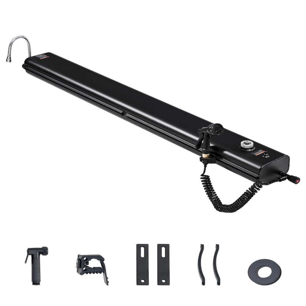 VEVOR Pressurized Water Tank, 8 Gal, Lightweight Aluminum Metal,Multi-Dispensing Outdoor Roof Rack Water Tank with 2 Splash-Guard Panels,Versatile Nozzle with Pressurization Port,Fit for Trunks