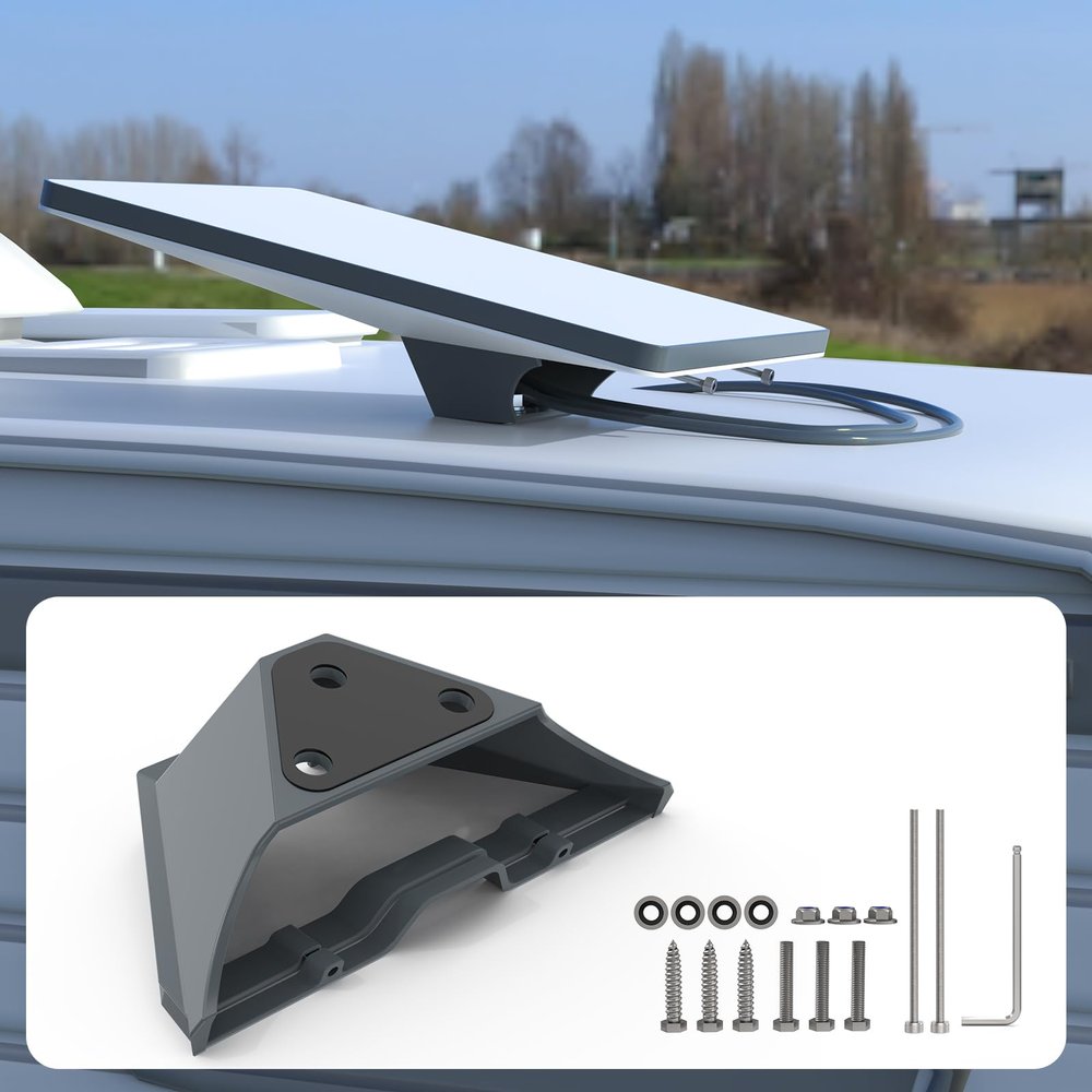 Koroao Starlink Mini Mobility Mount,Starlink Mini Mount,Aluminum Alloy Starlink Roof Rack Mobility Kit,Anti-Theft RV Bracket for Starlink Mini/Mini X and Boat Mounting Kit Accessories (Grey