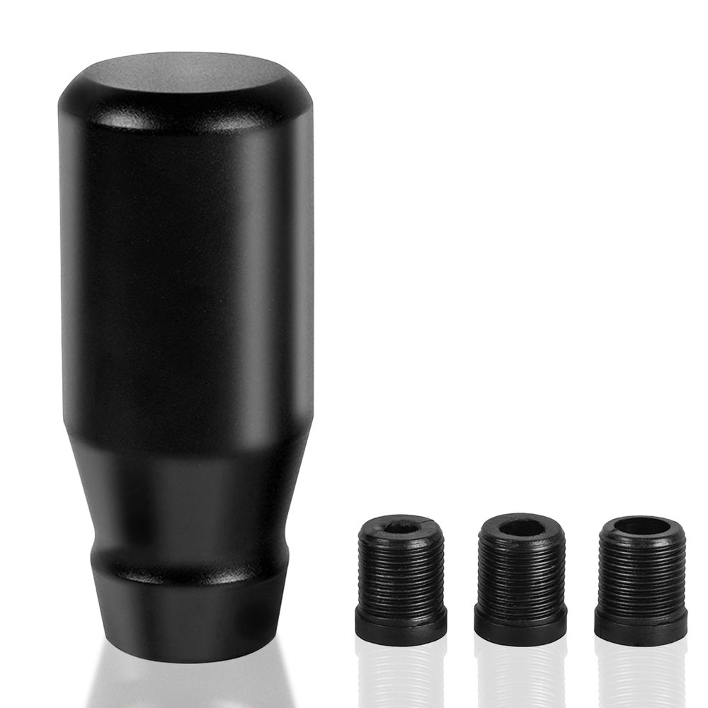 muge racing 80mm/3.15" Car Shift Knob, Aluminum Weighted Automotive Gear Shift Manual knobs Lever with 3 Threaded Adapters M8 M10 M12 x 1.25, Universal for Vehicle (Black)