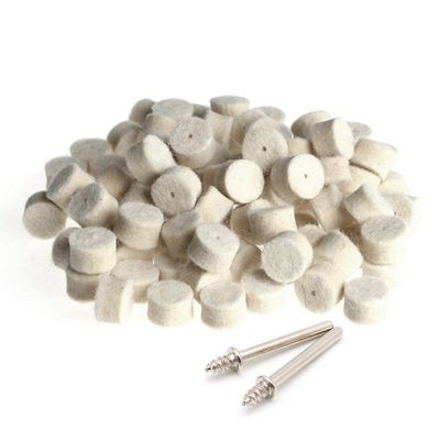 BOGEEL 100Pcs Wool Felt Polishing Buffing Pad 13mm + 2 Shank for Grinding Wheel,Imitation Wool, Metal