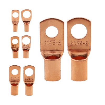 DLAHPJPT Automotive Electrical connectors SC35-8 SC35-6 Bolt Tinned Copper Cable lugs Terminals 35mm Wire Golden(SC35-6,10PCS)