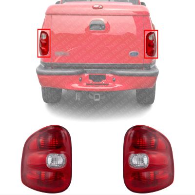 AUTOS PARTS PLUS Set Of 2 Tail Light Lens And Housing Flareside Right Passenger & Left Driver Side Direct Replacement Compatible With 1997-2000 Ford F-Series FO2801135 FO2800135 F85Z13404BA
