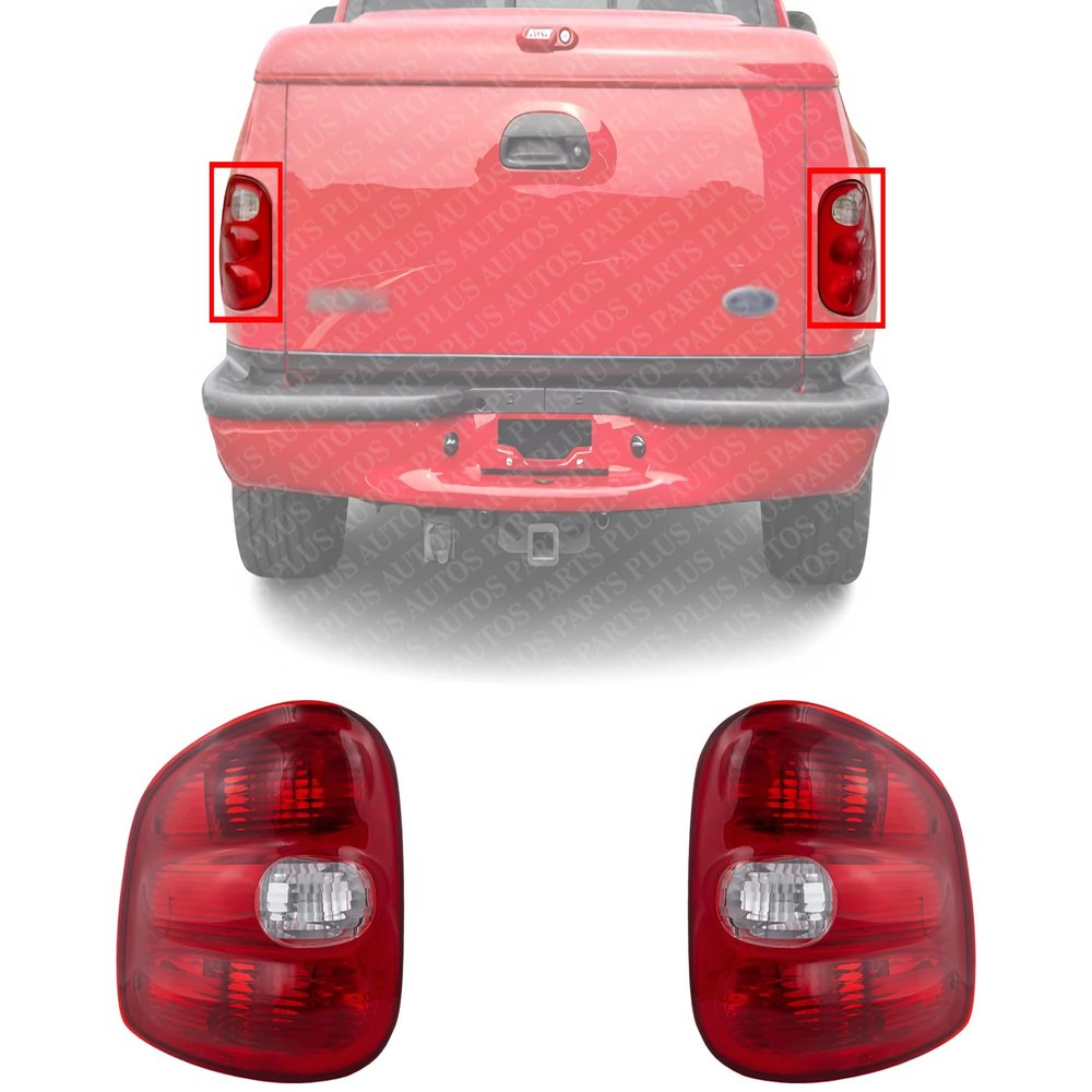 AUTOS PARTS PLUS Set Of 2 Tail Light Lens And Housing Flareside Right Passenger & Left Driver Side Direct Replacement Compatible With 1997-2000 Ford F-Series FO2801135 FO2800135 F85Z13404BA