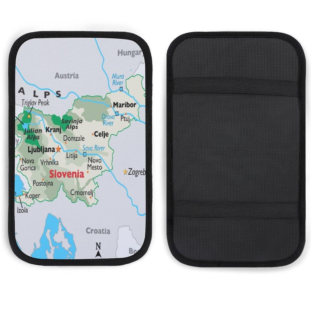 Puxufody Maps of Slovenia Car Handrail Box Cushion Armrest Cove Soft Comfort Decoration Cushion