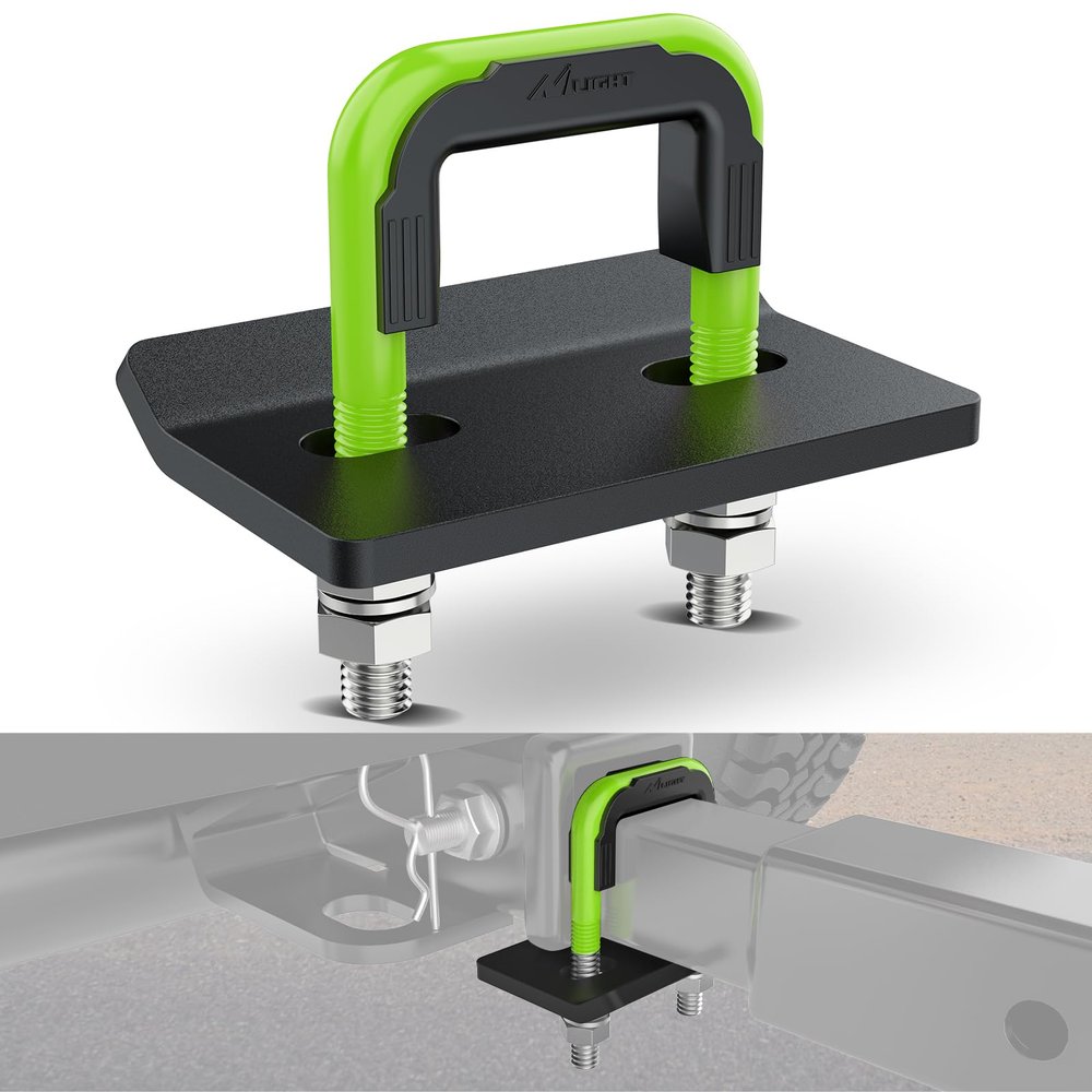 Nilight Trailer Hitch Tightener for 2 Inch Trailers Hitches Mount Anti Rattle Heavy Duty Steel with Rubber Cover Green U Bolt Matte Black Plate Electrophoresis Anti-Rust Triple Protective
