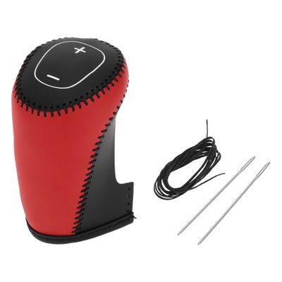 HOPESPANNER Gear Shift Knob Cover for Chevrolet Cruze 17-19 Anti-Slip Red Black Stick Shifting Handle Protector Faux Leather 1 Pc