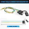Unifizz 5-Way Flat Trailer Wiring Harness, 22" Wire Lead, Durable 5 Pin Male Connector, Trailer Light Wiring Extension with Dust Cover, Color-Coded for RV & Boat view 2