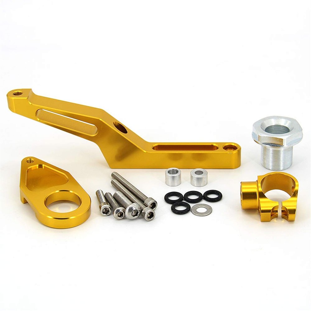 EAMOM Motorcycle CNC Damper Steering Bracket Stabilizer For KAWASAKI ZX-6R ZX 6R Mounting Kit(Gold stand)