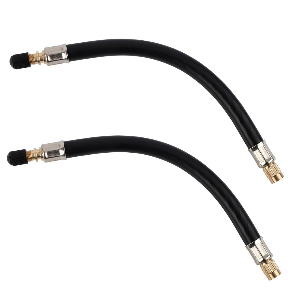 2pcs Valve Stem Extension, 8.54 Inch Dually Flexible Valve Stem Extenders Tire Inflation Extension Hose Tube Tire Valve Adaptor Tool for Universal Cars Motorcycles Bicycles Bike RVs Air Compressors