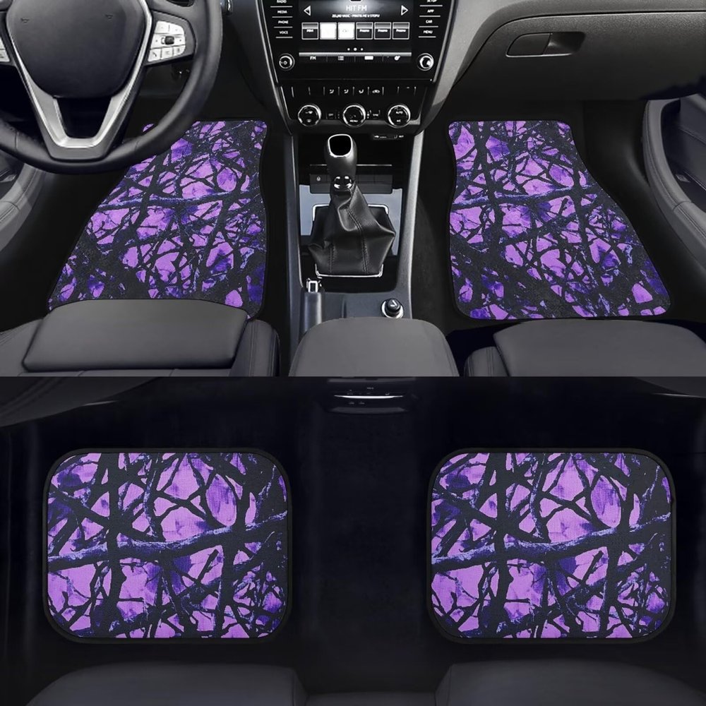 Howilath Universal Fit Forest Hunting Camouflage Car Floor Mats Carpet Heavy Duty Auto Protection Rubber Rugs, Easy to Install