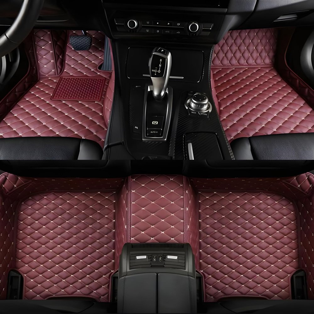 HAIUIKIK Luxury Leather Car Floor Mats for 2019-2025 Nissan Altima - Tailored, All-Weather,Easy to Clean Premium Interior Protection (Wine Red)
