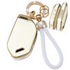 SANRILY Golden-Edge 7 Button Smart Key Fob Cover Fit for Kia Seltos 2024 Telluride EV9 Picanto Sorento All New K5 2023 Keyless Key Case with Keychain BeigeA view 1