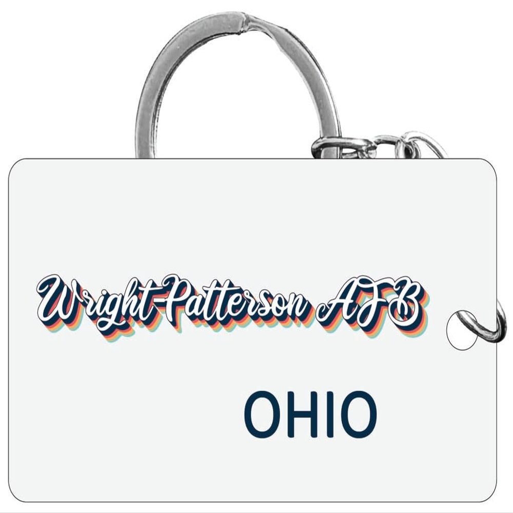 R and R Imports Wright-Patterson AFB Ohio Souvenir Acrylic Keychain 3D Retro Design Single